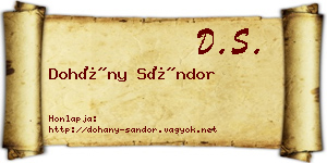Dohány Sándor névjegykártya