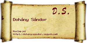 Dohány Sándor névjegykártya
